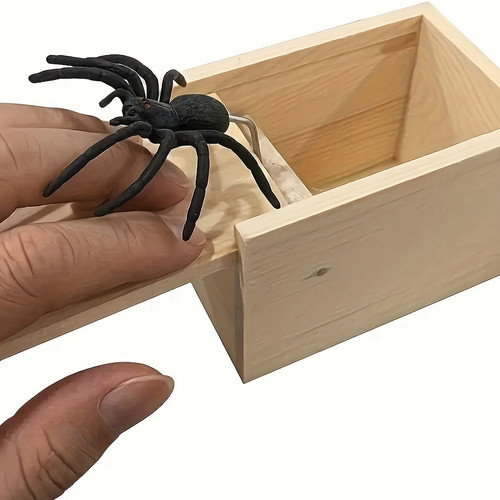 Surprise Your Kids with This Hilarious Wooden Spider Prank Box - Handcrafted Joke Box Perfect for Boys and Girls!