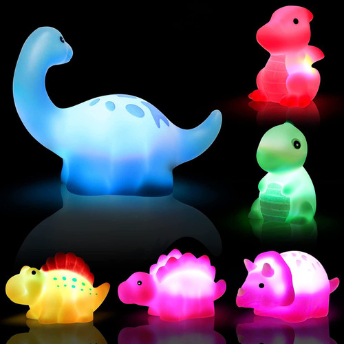 6 Pcs/Pack Dinosaur Bath Toys Light-UpFloating Bath Toys Set For Baby Toddlers Kids