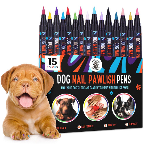 Dog Nail Polish Pens Quick Dry 15 Colors Pet Nail Polish for Dogs and Cats