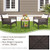 3 Pieces Patio Rattan Furniture Set with Acacia Wood Tabletop - Color: Off White