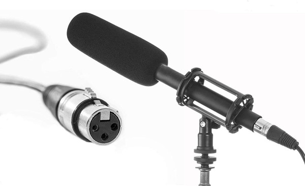 5 Core Shotgun Microphone Condenser Interview Mic Super-Cardioid for Photography Video Camcorders DSLR DV Camcorder Camera Microphone with Metal Holder, Anti-Wind Foam Cap XLR Cable IM-321