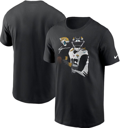 Men’s Jacksonville Jaguars Trevor Lawrence Nike Black Player Graphic T-Shirt Men’s Jacksonville Jaguars Trevor Lawrence Nike Black Player Graphic T-Shirt