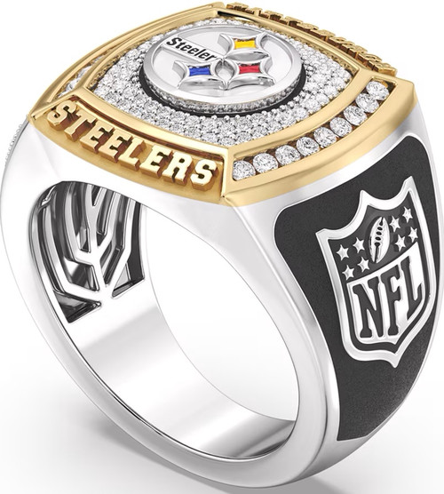 Pittsburg Steelers Fan 1/2 CTTW Diamond Two-Tone Yellow Gold and Sterling Silver Ring