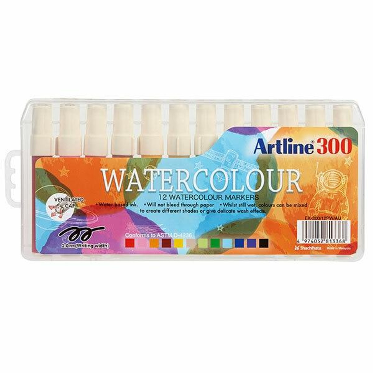 9300 (ASSORTED) EK-300 Artline Water Color Markers 12pk