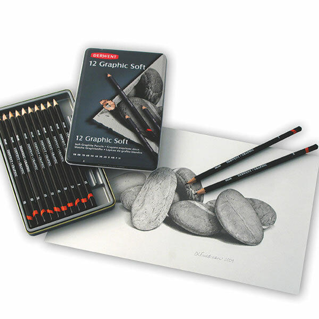 Derwent Graphic Soft Sketching Pencils 12 Tin Pack