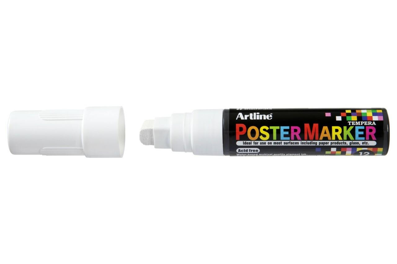 Artline Poster Marker Tempera Ink 12mm Wedge White 171233 The