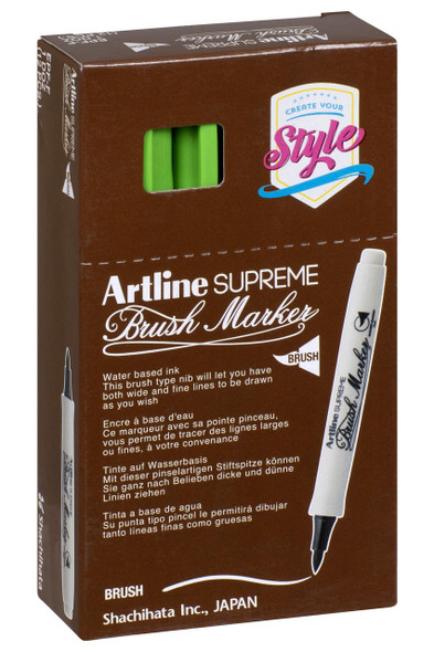 Artline Supreme Brush Marker Green BOX12 108104