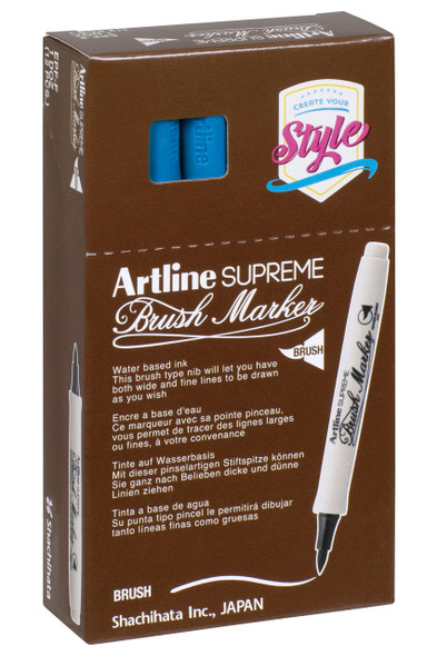 Artline Supreme Brush Marker Royal Blue BOX12 108123