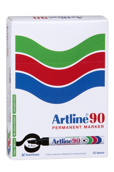 Artline 90 Permanent Marker 5mm Chisel Nib Purple BOX12 109006