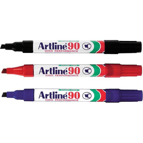 Artline 90 Permanent Marker 5mm Chisel Nib Assorted 3Pack X CARTON of 6 109072