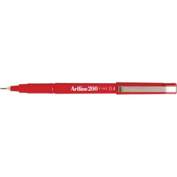 Artline 200 Fineliner Pen 0.4mm Red BOX12 120002