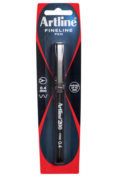 Artline 200 Fineliner Pen 0.4mm Black Hangsell X CARTON of 12 120061