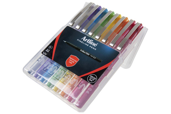 Artline 200 Fineliner Pen Assorted Wallet8 Hard Case X CARTON of 6 1200748HC