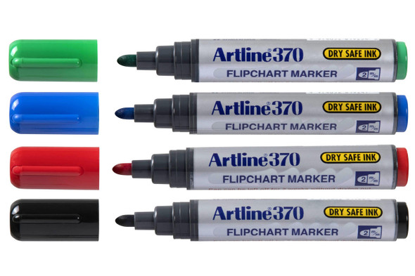 Artline 370 Flipchart Marker 2mm Bullet Nib Assorted Wallet4 137044