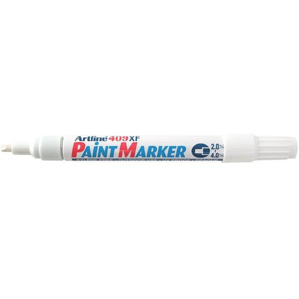 Artline 409 Permanent Paint Marker 4.0mm Chisel White BOX12 140933