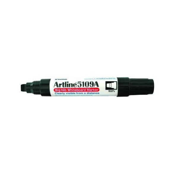 Artline 5109a Whiteboard Marker 10mm Chisel Nib Black Hangsell X CARTON of 6 159061