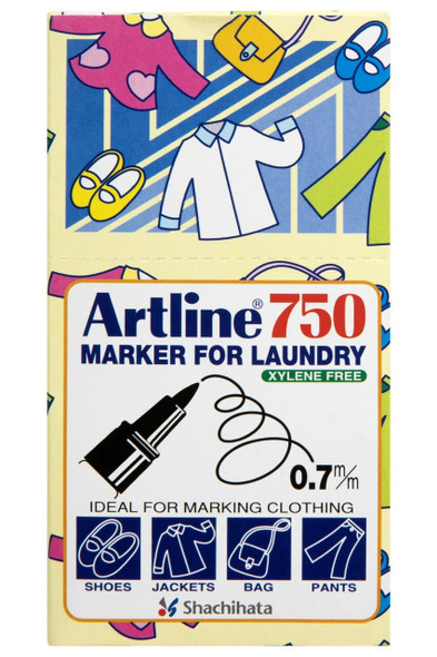 Artline 750 Laundry Marker 0.7mm Bullet Nib Black Disp 24 175051