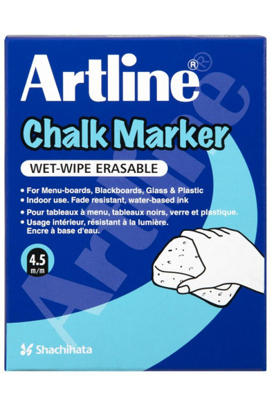 Artline Chalk Marker 2mm Bullet White BOX12 183233