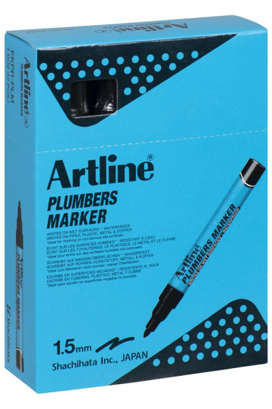 Artline Plumbers Permanent Marker Black BOX12 195501B
