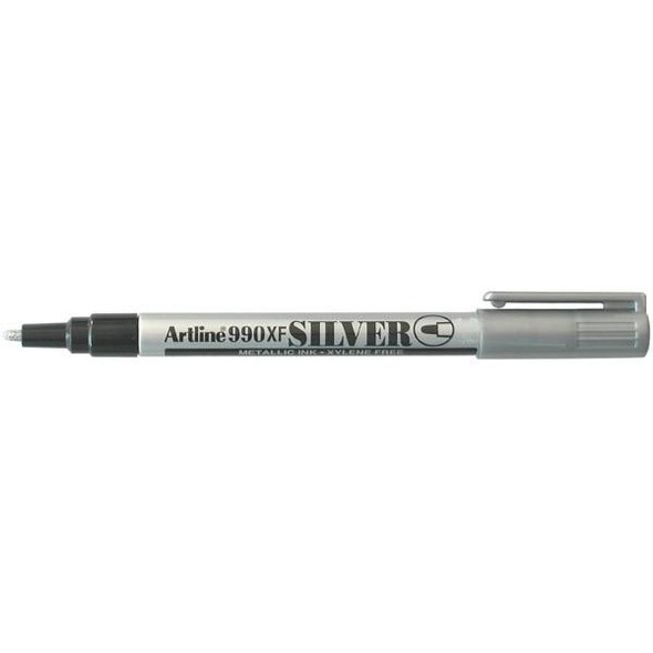 Artline 990 Metallic Permanent Marker 1.2mm Bullet Nib Silver BOX12 199032