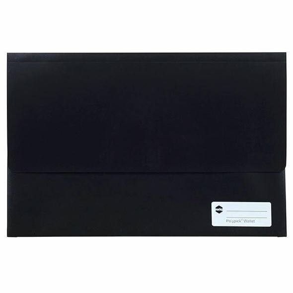 Marbig Polypick Foolscap Document Wallet Black X CARTON of 12 2011002