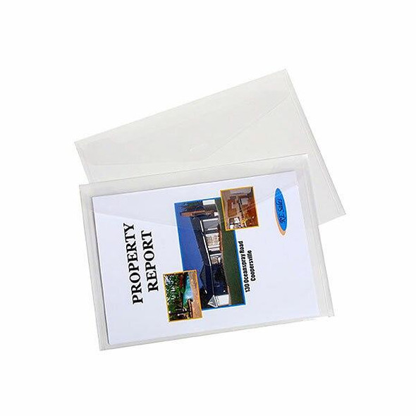 Marbig Document Wallet A4 Clear Pack 4 X CARTON of 10 2015312