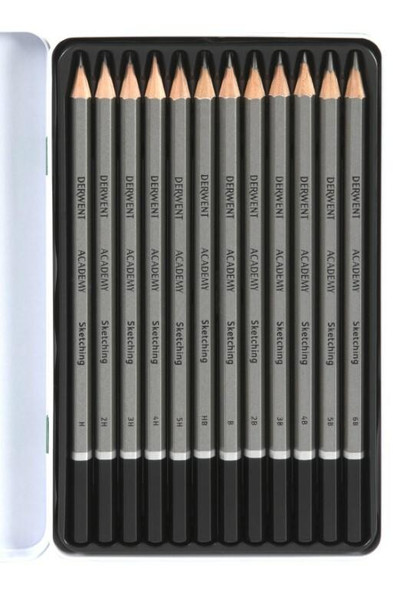 DERWENT Academy Sketching Pencil Tin 12 X CARTON of 6 2301946F