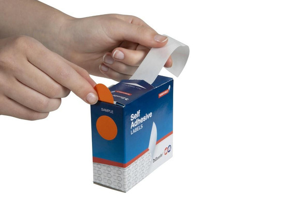 Quikstik Label Dispenser Circle 24mm Orange 500 Labels 80108CRORG