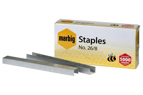 Marbig Staples 26/8mm Box5000 X CARTON of 10 90370