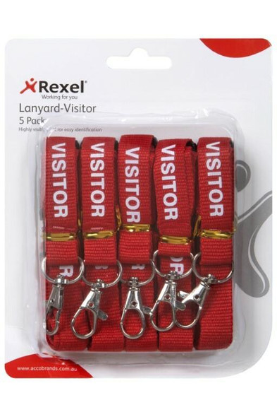 Rexel Id Pre-Printed Visitor Lanyard 5Pack X CARTON of 5 9841003