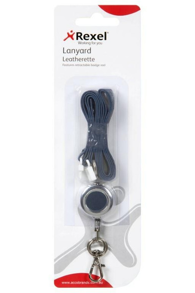 Rexel Id Leatherette Lanyard With Badge Navy Blue X CARTON of 12 9861027