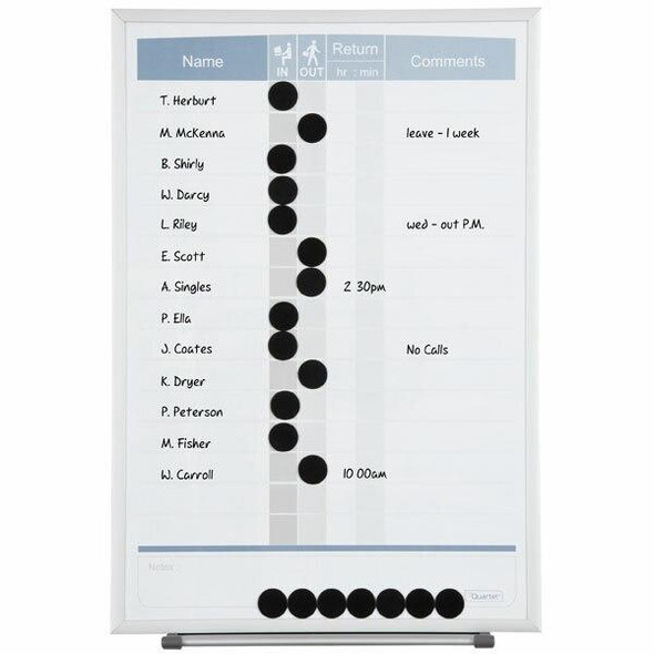 Quartet Planner Board Matrix In/Out 280x410mm QT33703