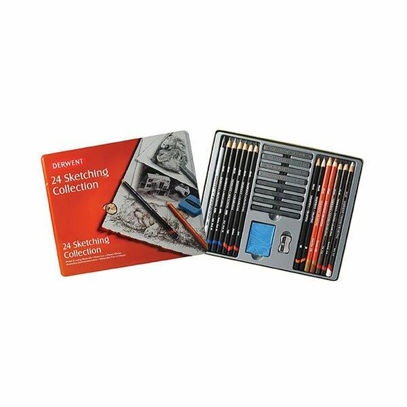 DERWENT Sketching Mixed Media Tin 24 X CARTON of 3 R34306