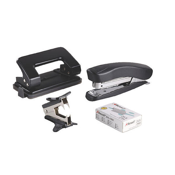 Rexel Stapler/Punch Desktop Kit Black 2100069