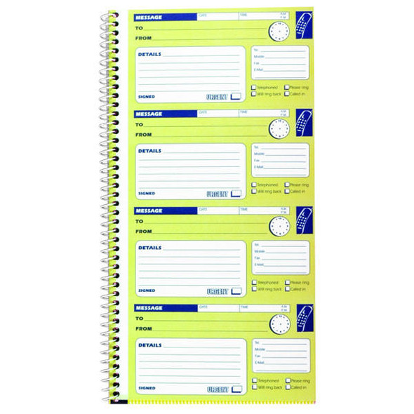 Spirax 550 Telephone Message Book 279x144mm Pack 4 552274