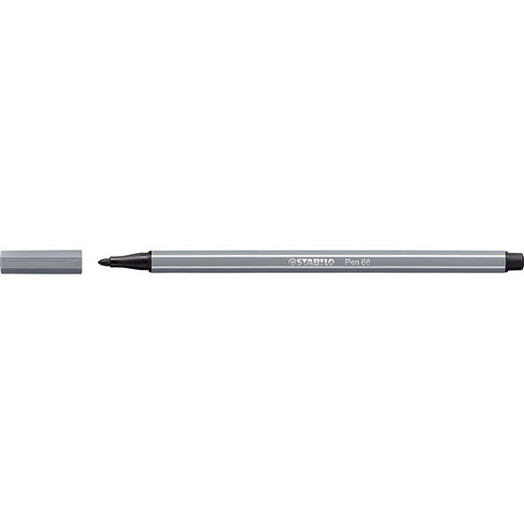 STABILO Pen 68 Fibre Tip Pen Dark Grey BOX10 0351010