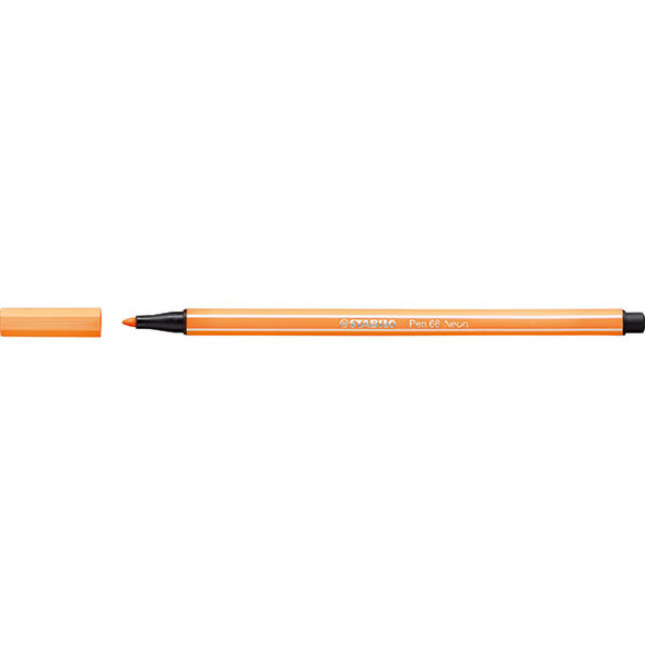 STABILO Pen 68 Fibre Tip Pen Fluro Orange BOX10 0351040