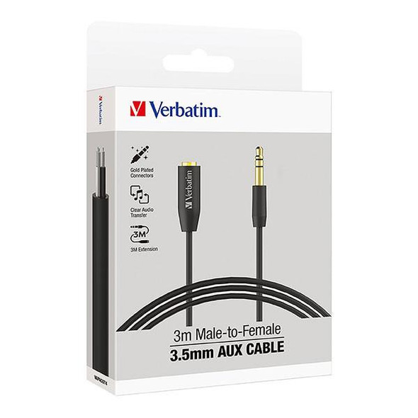 Verbatim 3.5mm Aux Audio Cable 3 Metre : 66574 