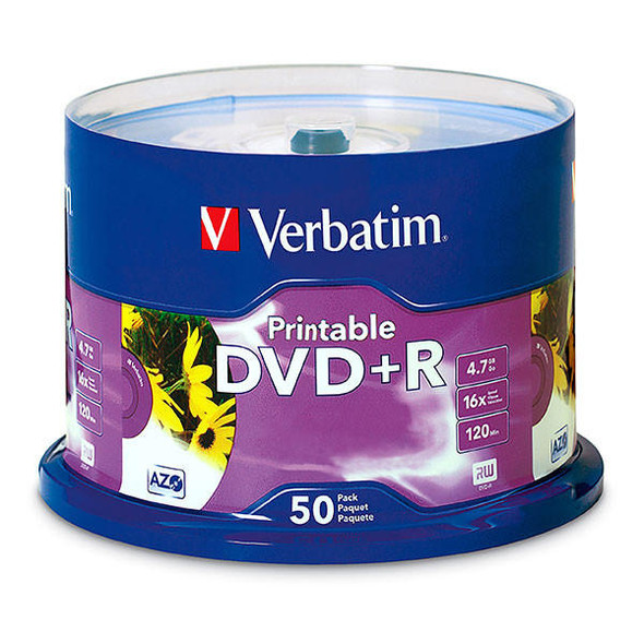 Verbatim Dvd Spindle 4.7gb Dvdr White Pack Of 50 PAC 95136