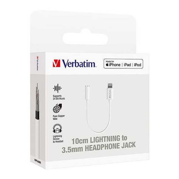 Verbatim Lightning To 3.5mm Headphone Jack 10cm : 66587 