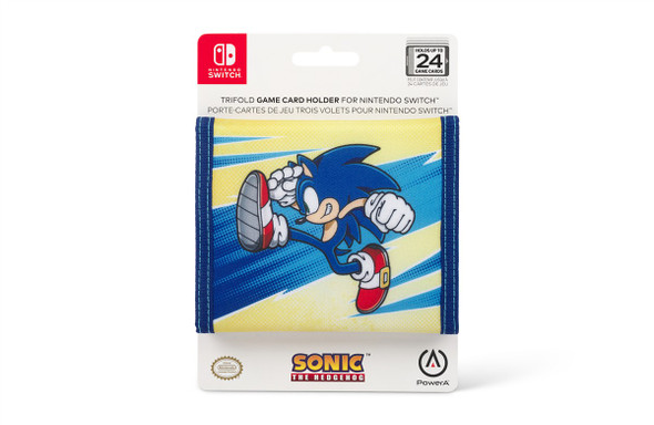 Powera Trifold Game Wallet Sonic Kick for Nintendo Switch, model NSCS0150-01, stylish and durable game storage.