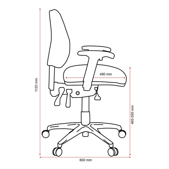 Buro Roma Ergonomic Chair 3 Lever Mid Back  Blue W Arms : 719A-61-SS 