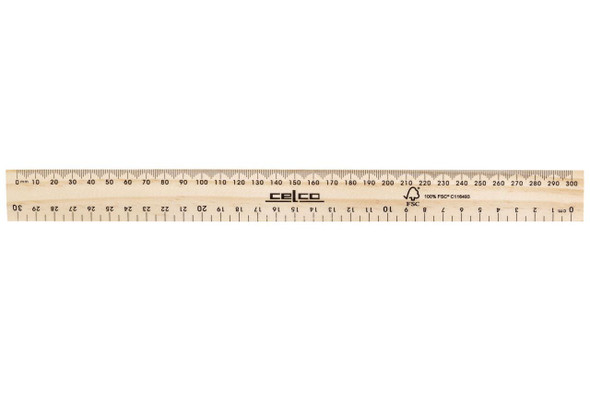 Celco Wooden Ruler 30cm Fsc X CARTON of 25 : 51356 