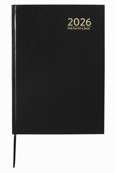 CUMBERLAND 2026 Casebound Diary A4 Day To A Page Black X CARTON of 5 : 41ECBK26 