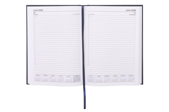 CUMBERLAND 2026 Casebound Diary A5 Day To A Page Blue X CARTON of 5 : 51ECBL26 