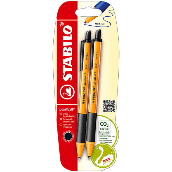 STABILO POINTBALL BLACK PK2