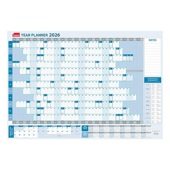Sasco 2026 Standard Year Planner 610 X 870mm Blue : 1058026 