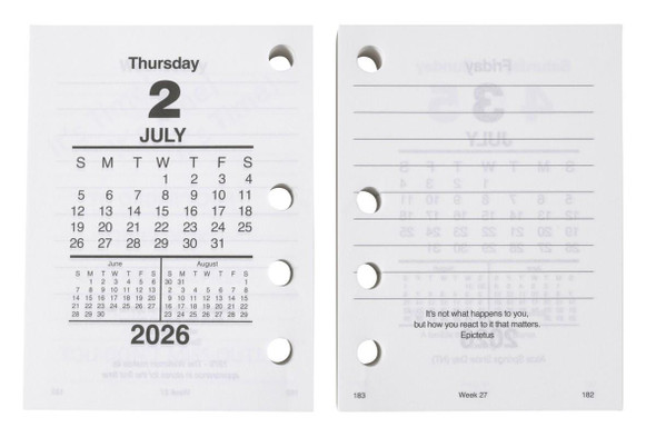 Sasco 2026 Calendar Refill Side Hole 76 X 102mm : SHCR26 