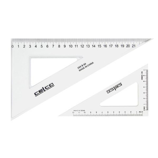 Celco 60 Degree Set Squares 14cm Clear 0307550