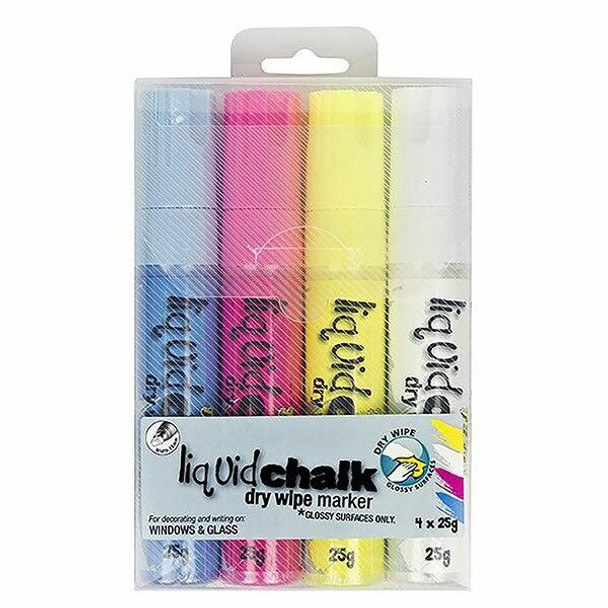 TEXTA Liquid Chalk Marker Dry Wipe Assorted Wallet4 Chisel 0400580